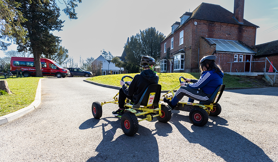 Pupils on Go Karts